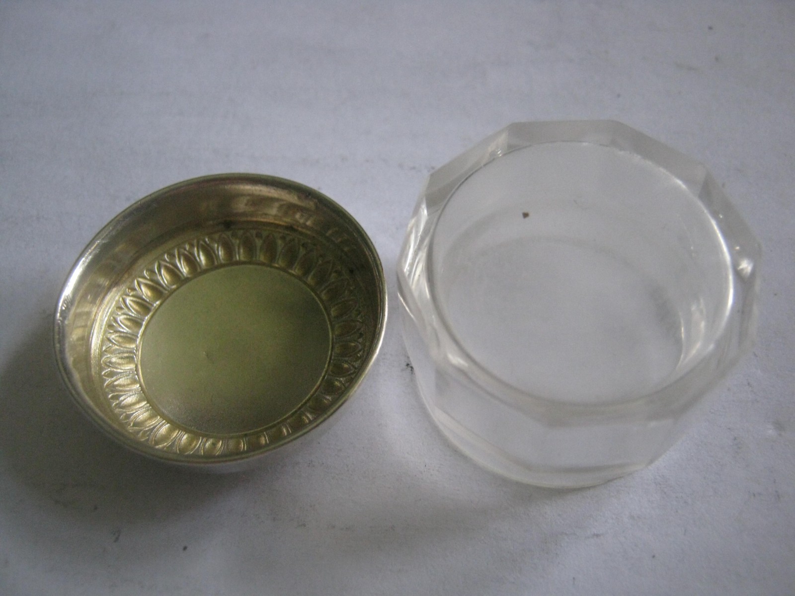 Glass Decagon 1.5" Pill Box w/ 800 Silver Top, German Maker HB Hermann Behrnd