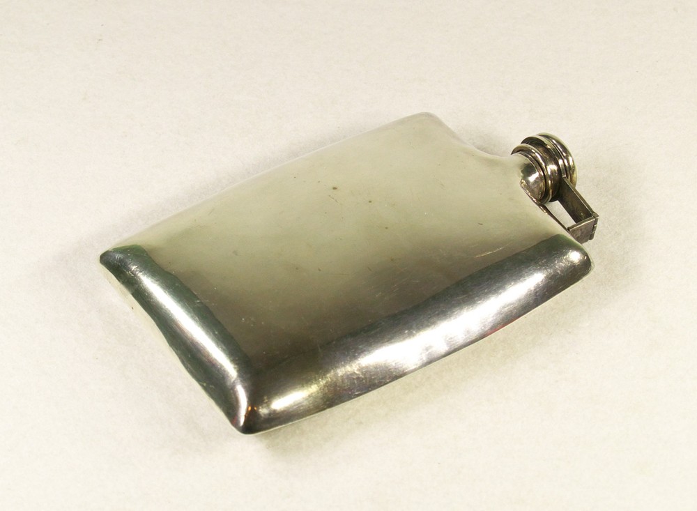 Japanese Solid Silver Flask Signed