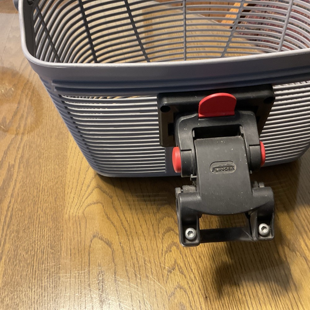 Flinger Grey Bike Basket With quick release adjustable mount system