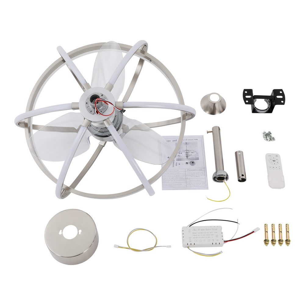 23" Farmhouse Ceiling Fan Light Flush Mount Caged Lights kit With Remote Control