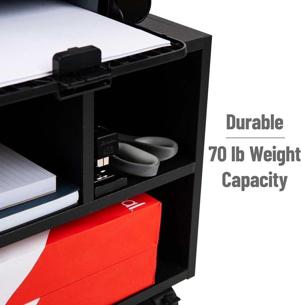 Rolling Printer Cart Utility Cart Printer Stand Under Desk Storage Office MDF