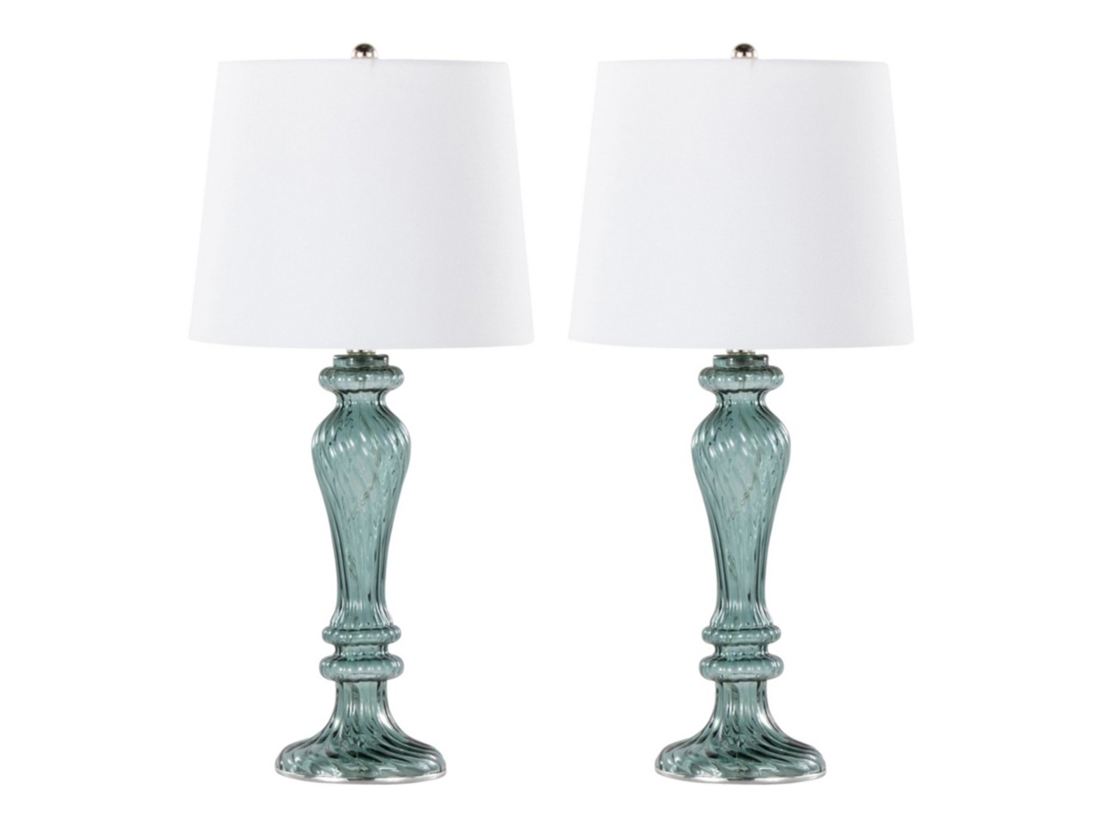 SET OF 2 LumiSource Windsor 25.5" Blue Fluted Glass Table Lamp