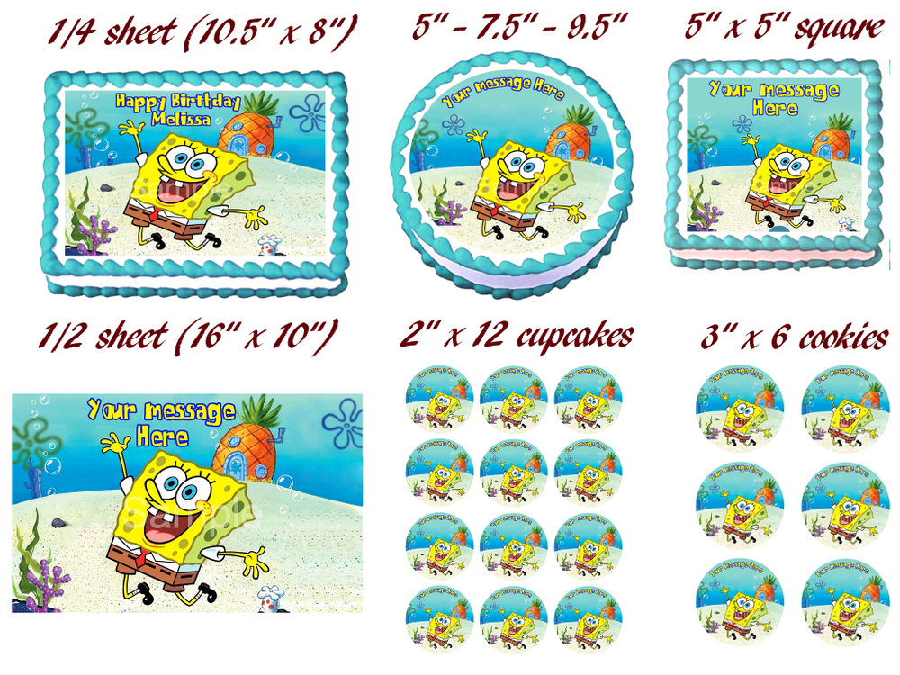 SPONGEBOB Squarepants Edible cake topper image Party