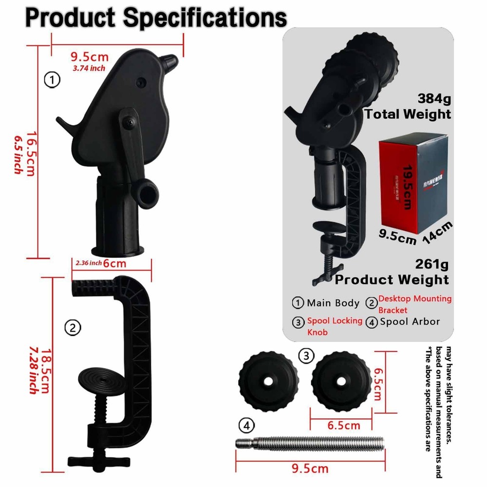 Fishing Reel Line Winder Spooling Station Adjustable