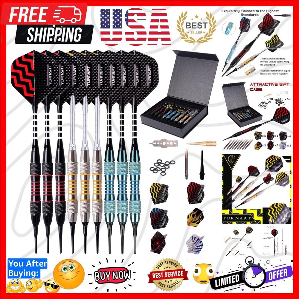 Darts Plastic Tip - Professional Soft Tip Darts Set for Electronic Dartboard ...