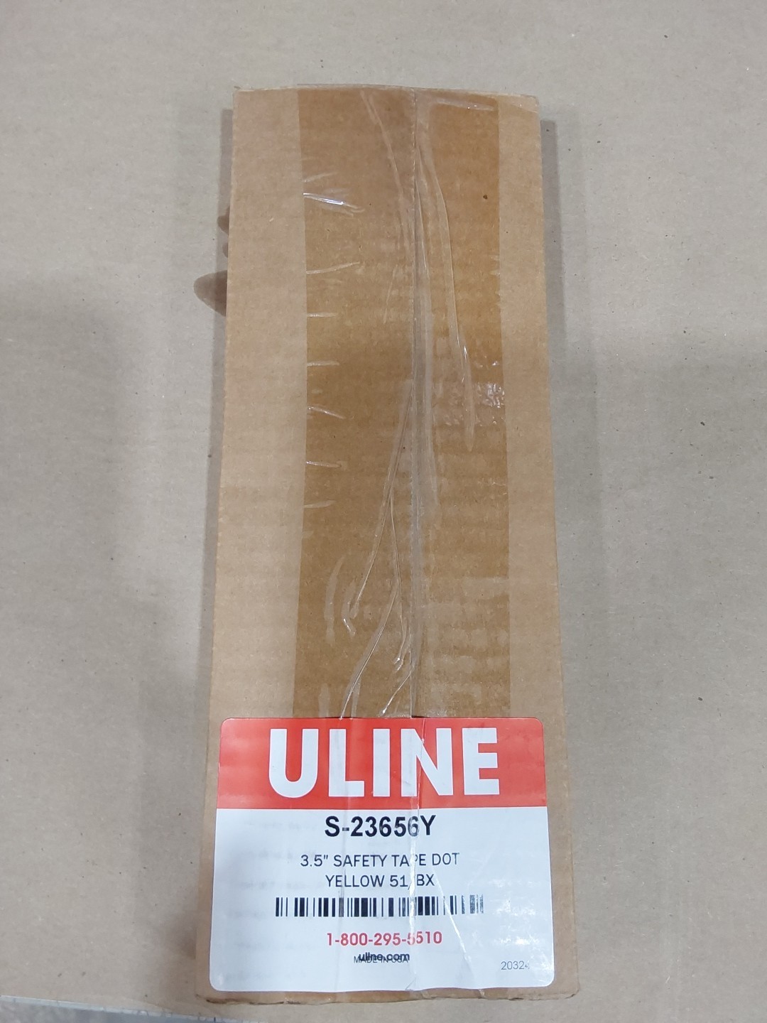 ULINE S-23656Y 3.5" Safety Tape Dot Yellow 51/box