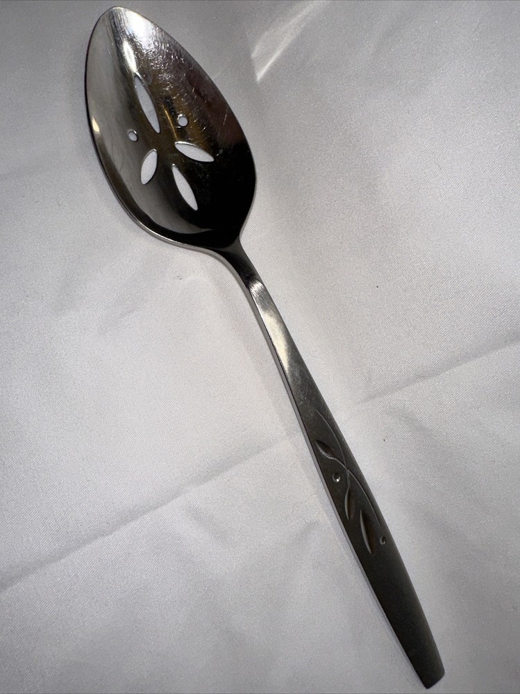 Oneida Will-O-Wisp Slotted Serving Spoon 8 1/2" Original Cube Excellent Shape