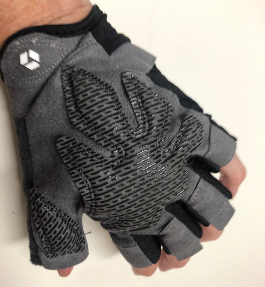 LIFECT fingerless gloves padded knuckles black grey Large