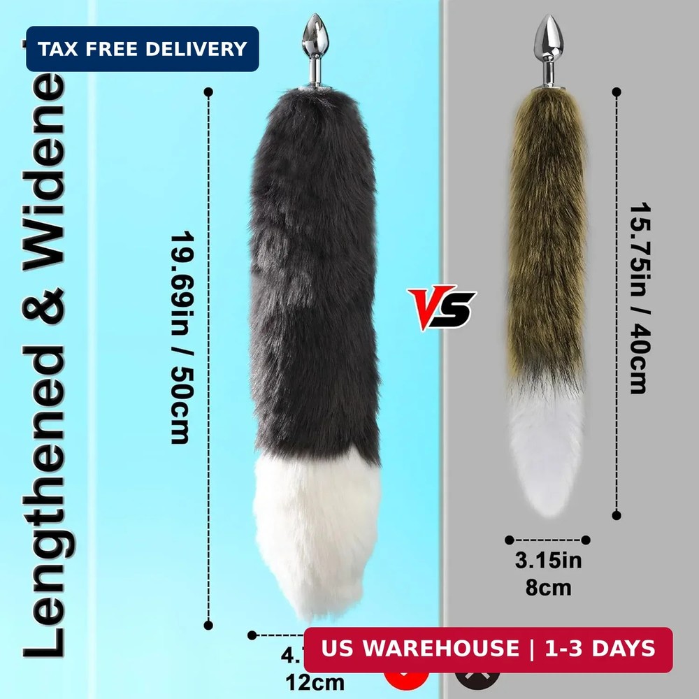 Fox Tail Plug with Detachable Butt Plug, Thickened and Extended Butt Plug Tail F