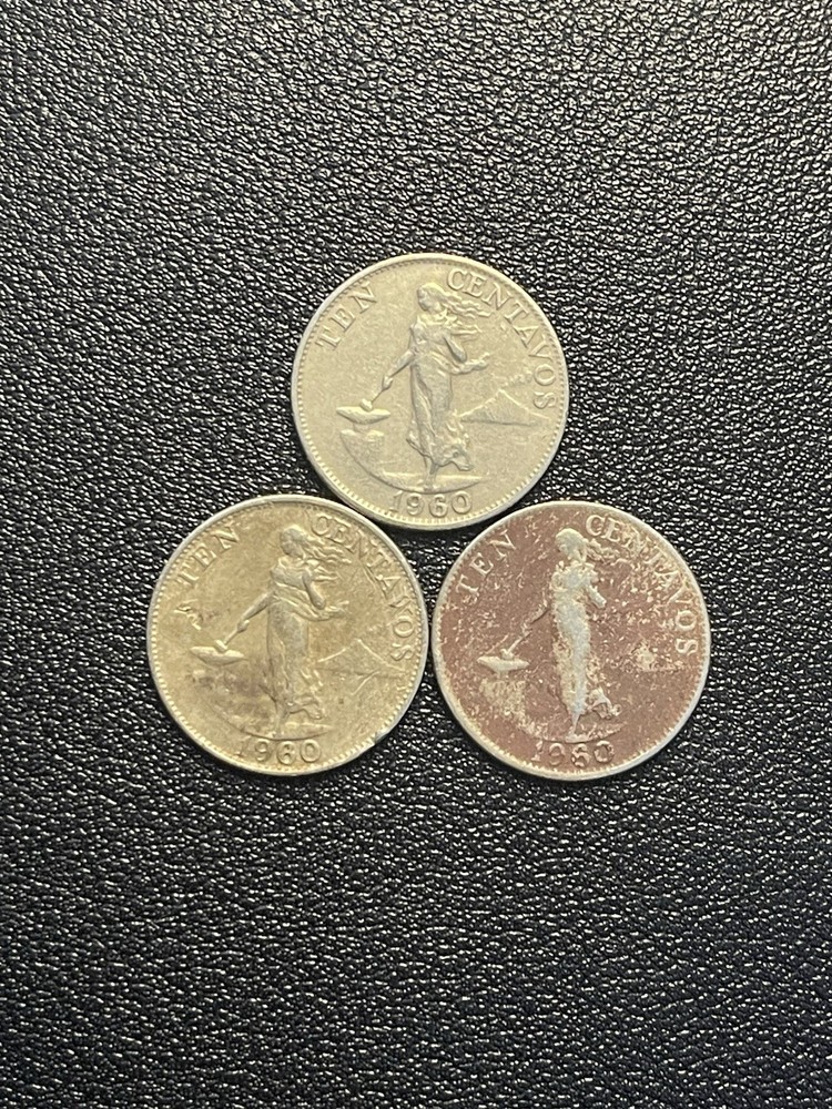 1960 Philippines Ten Centavos- 3 Coins