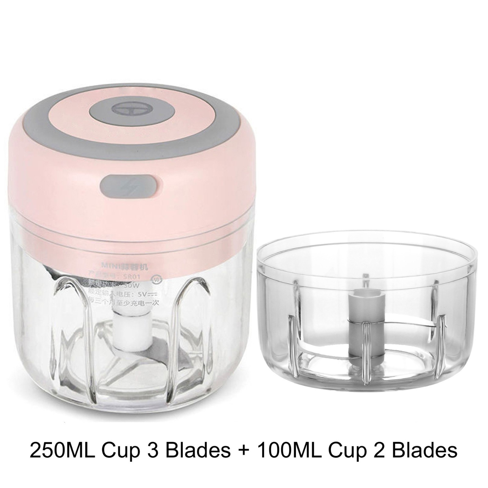 Electric Garlic Chopper Mini, 11oz Small Chopper Mincer with 6 Stainless Blades