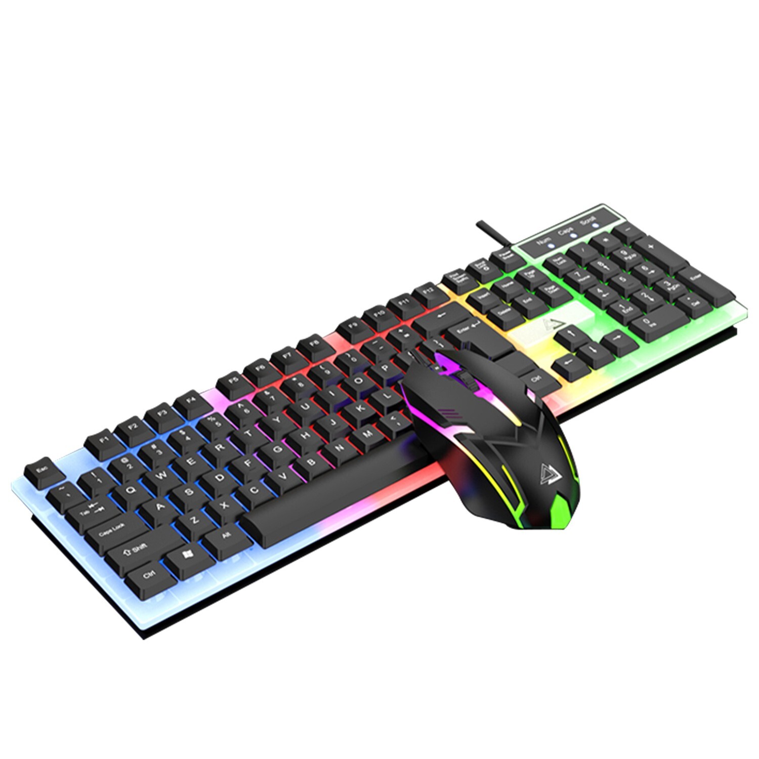 Wired Gaming Keyboard and Mouse Set RGB LED Rainbow Backlit for Computer Desktop