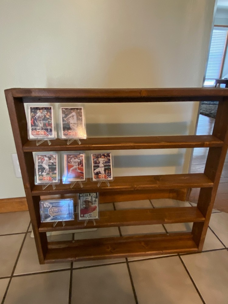 Sports Card Display Collectable Shelf Solid Pine Wood Shelves and Frame Const.