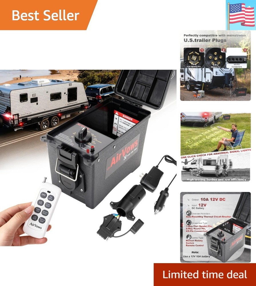 Trailer Light Tester with Remote Control Function,7-Way Flat Spade Pin,6-Way ...