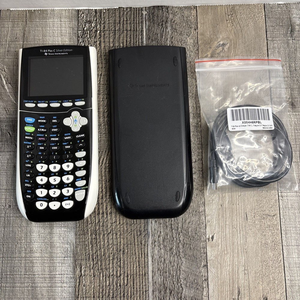 Texas Instruments TI-84 Plus C Silver Edition Graphing Calculator W/Case & Cord