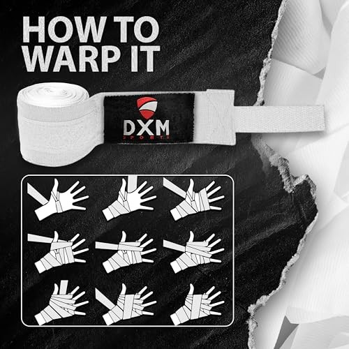 Boxing Hand Wraps Inner Gloves - 180 Inch Elasticated Thumb Loop White