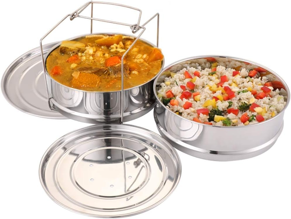 Stackable Steamer Insert Pans with Sling for Instant Pot Accessories 6/8 qt -...