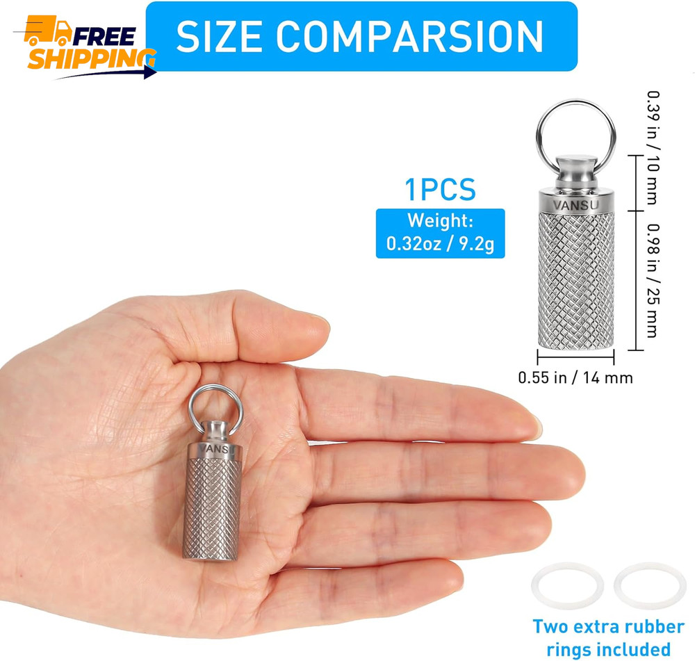 Titanium Waterproof Keychain Pill Holder Container,Portable Mini Size Pill Box