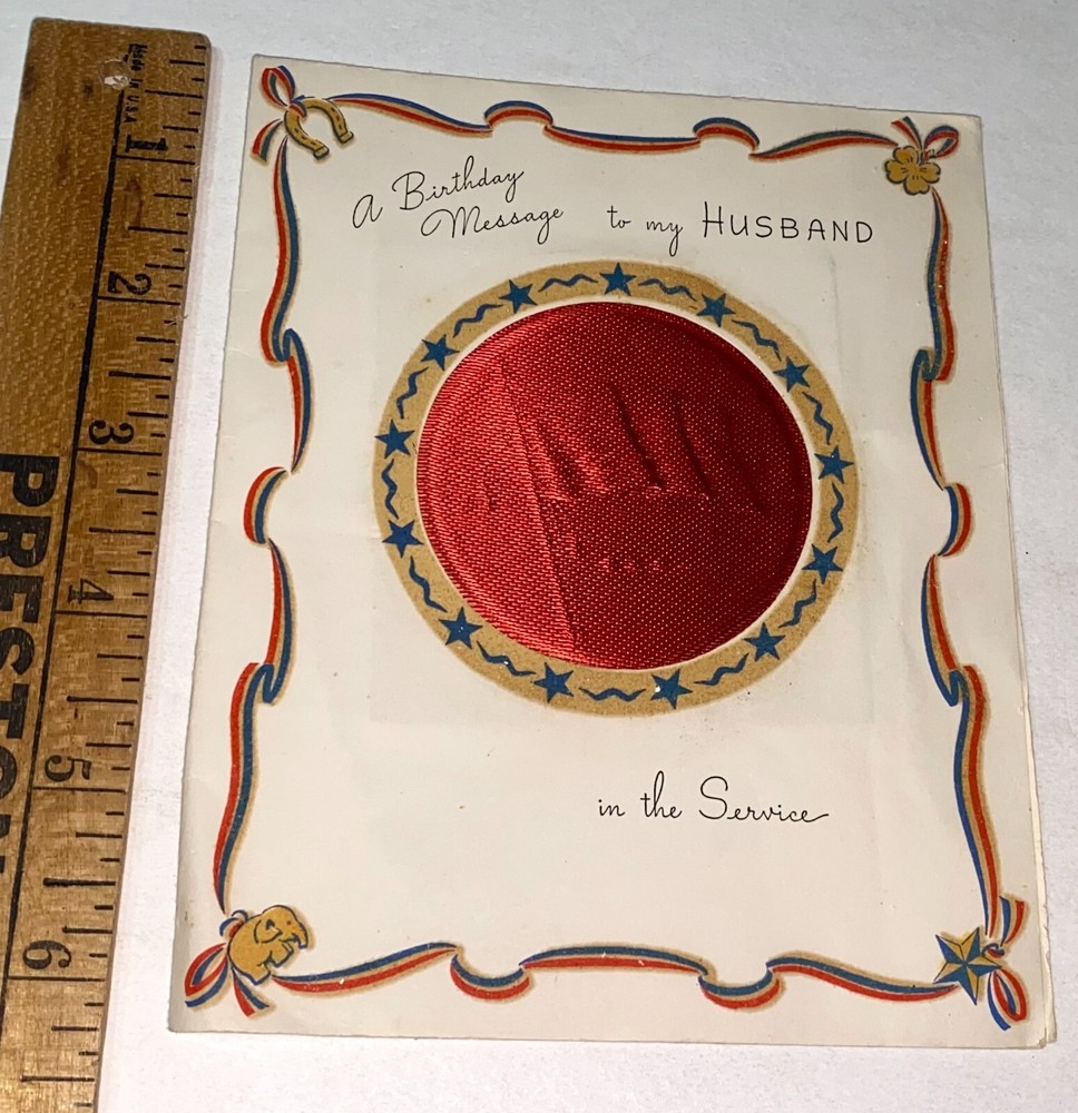 Rare Antique American World War 2 Birthday Card to Husband in the Service! WWII!