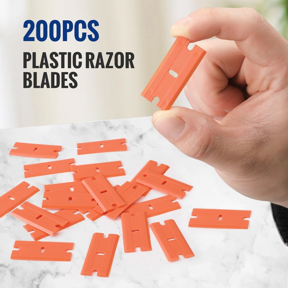 WORKPRO 200PC Double Edged Scraper Blade Plastic Razor Blade Sticker Removal Set
