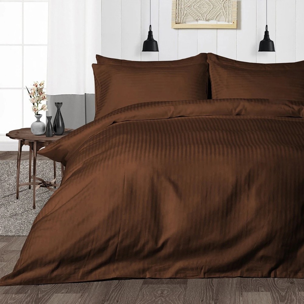 Soft Bedding 1000 - 1200 Thread Count 100% Cotton Chocolate Stripe Select Item