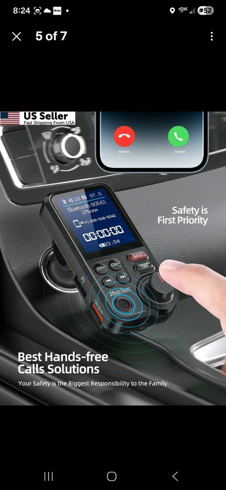 Nulaxy KM30 Bluetooth Car Adapter, FM Transmitter with 1.8" Small, Black