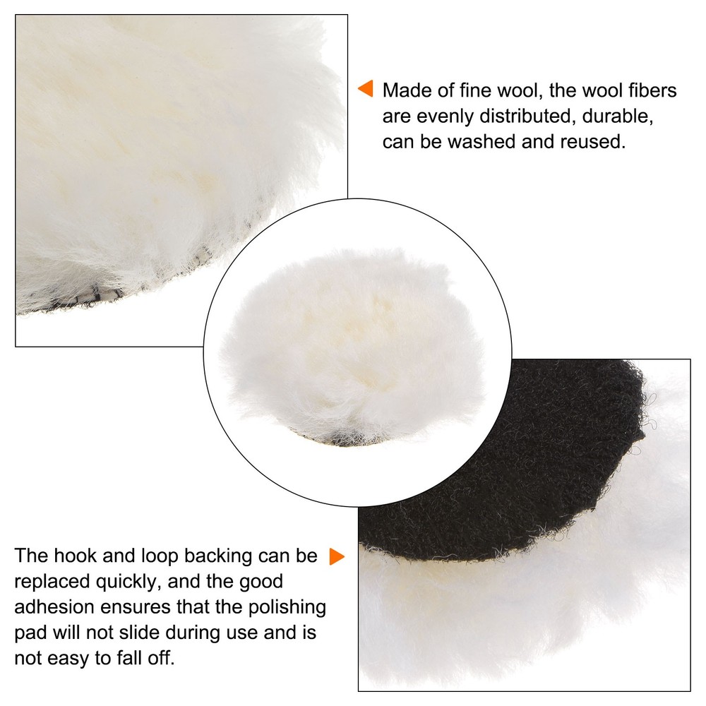 6pcs 2 Inch Wool Polishing Pad with Hook and Loop