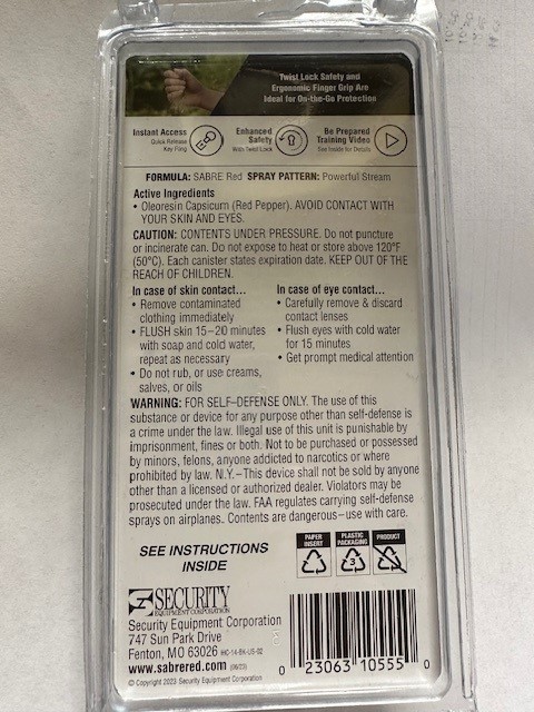 Sabre Black Pepper Spray Quick Release Key Ring