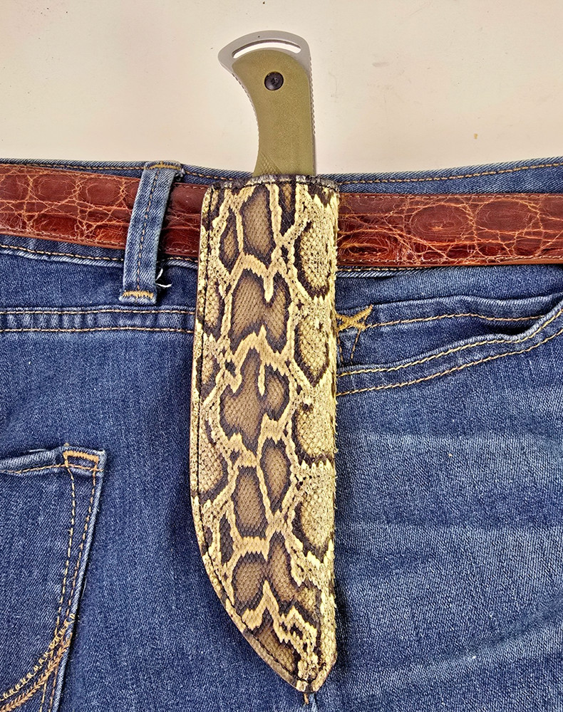 ESEE 3 Burmese Python Skin Sheath handmade custom leather bushcraft sheath RC 3