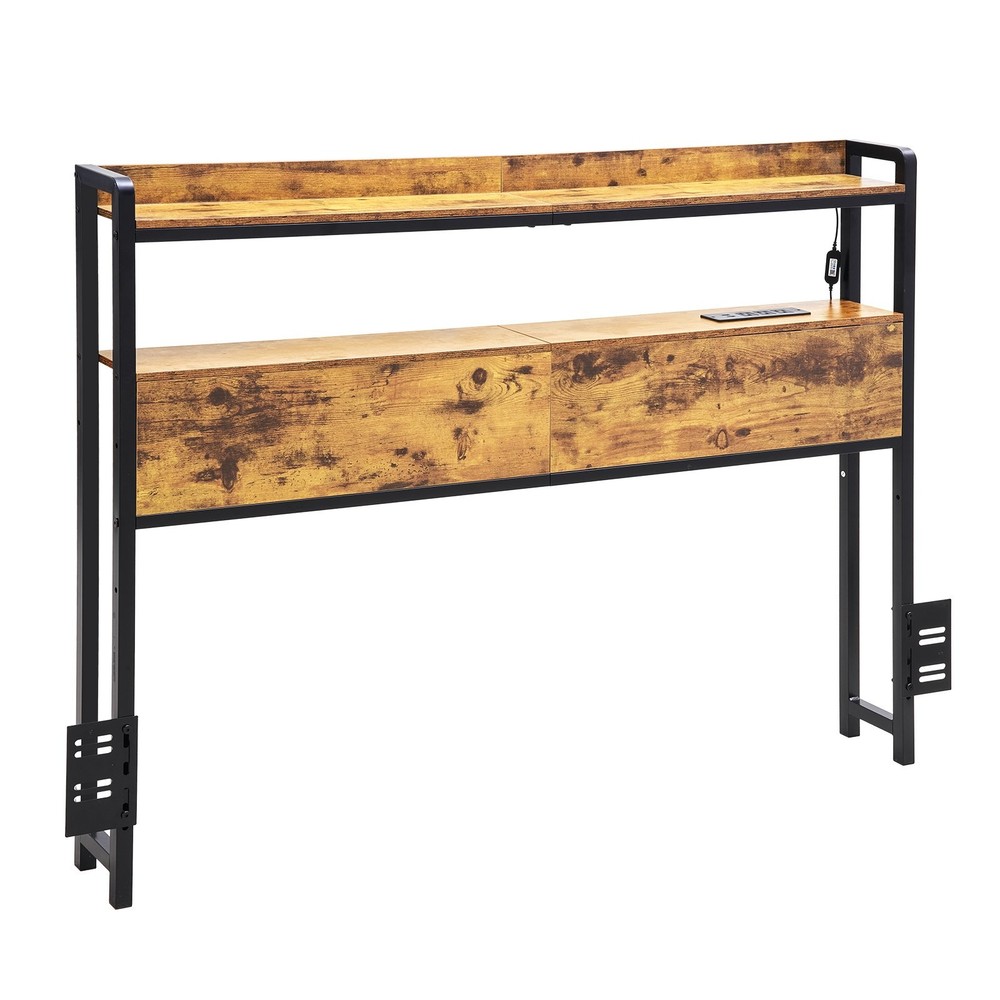 Headboard for Full Size Bed, Adjustable Height Headboard with 2 Shelves Storage