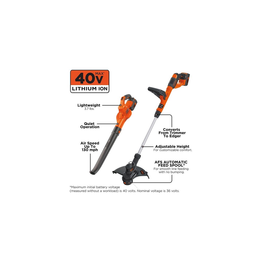 BLACK+DECKER 40V MAX* Lithium String Trimmer/Sweeper Combo Kit - LCC340C
