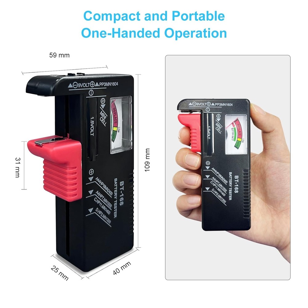 Dlyfull Battery Tester, Small Testers Universal Checker Black