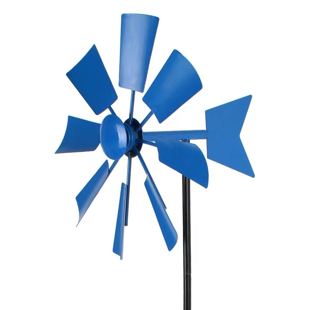 Rustic Garden Windmill Stakes - Iron Rotating, Multi-Color Yard Decor