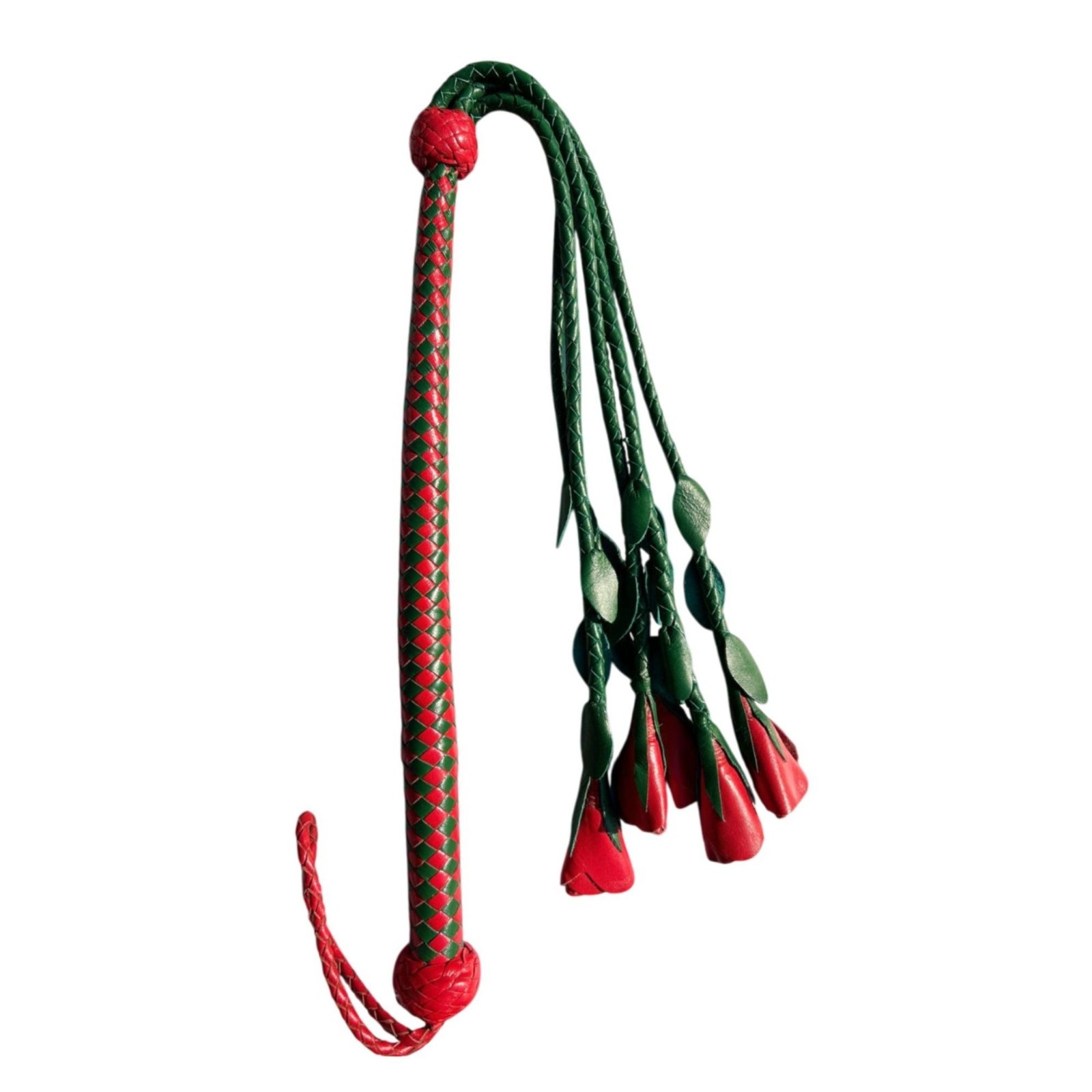 Genuine Cowhide Leather Flogger Whip 05 Falls BDSM Roleplay Adult Toy Handle