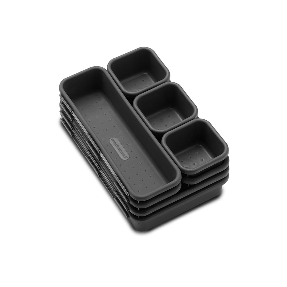 Madesmart 8-Piece Interlocking Bin Pack for Drawer Organization, Plastic Inte...