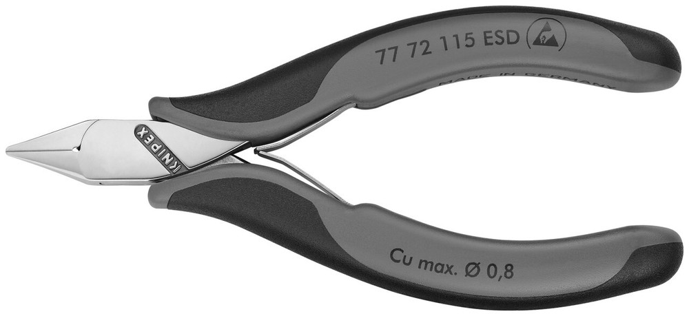 Knipex 77 72 115 ESD, 4 1/2" Electronics Diagonal Cutters-ESD Handles