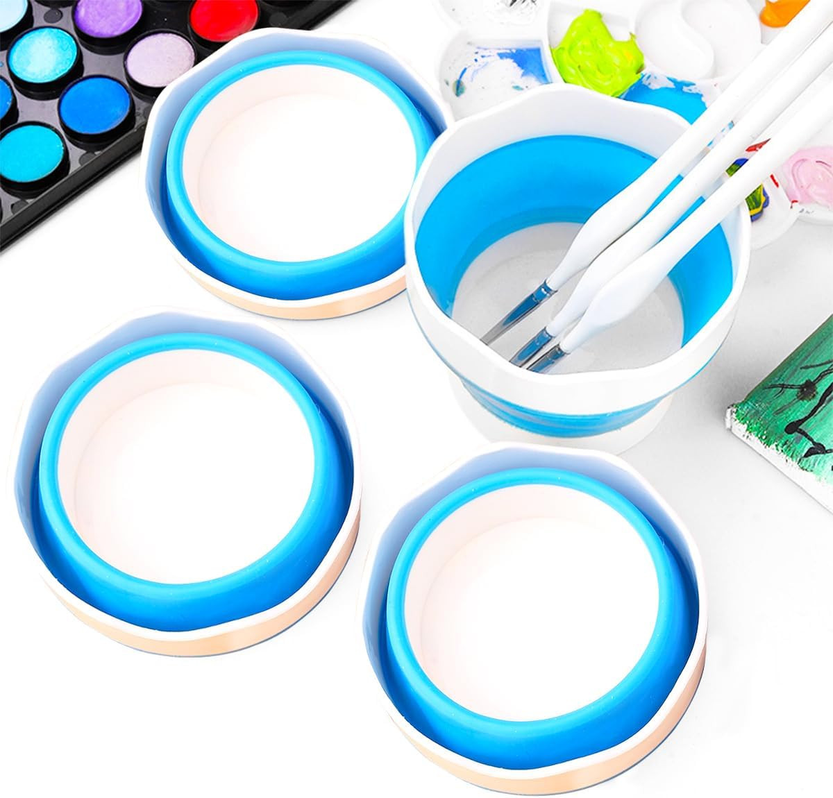 4 PCS Collapsible Paint Brush Washer Multifunctional Collapsible Bucket Foldable