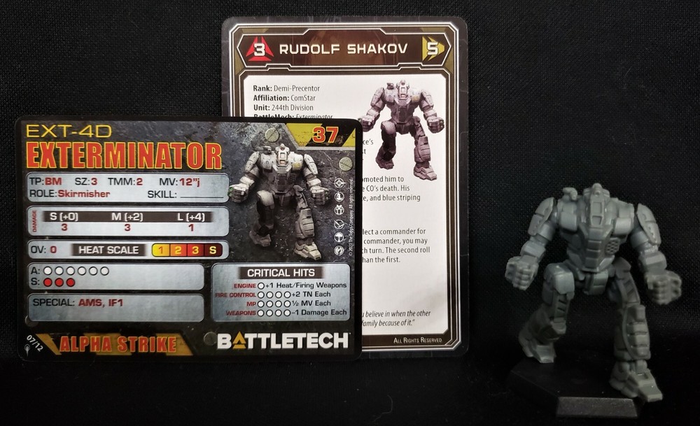 Battletech Exterminator Mech + Pilot Cards Alpha Strike Comstar Command Catalyst