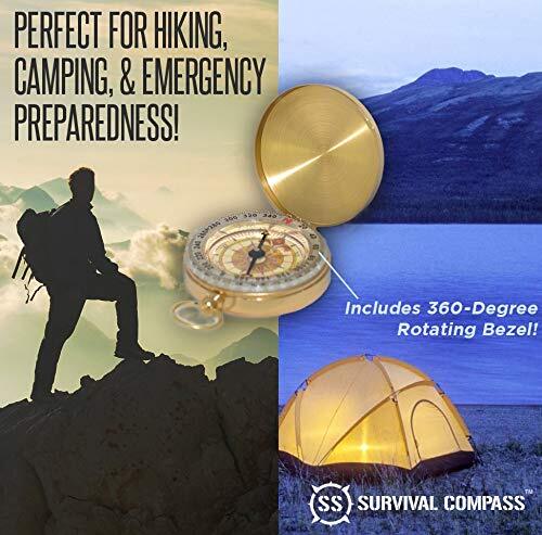 2Packs Portable Compass Brass Keychain Watch Pocket Outdoor Camping Hiking