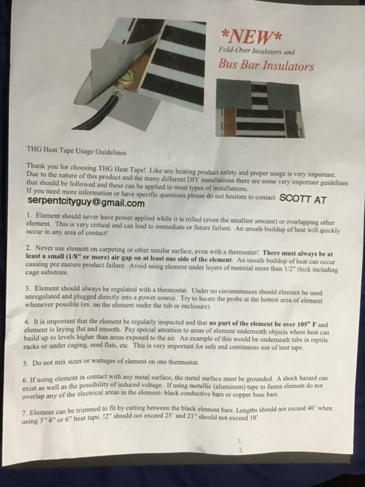 12”/23w THG Heat Tape BY THE FOOT Under cage or Back heat Reptile Racks Incubate