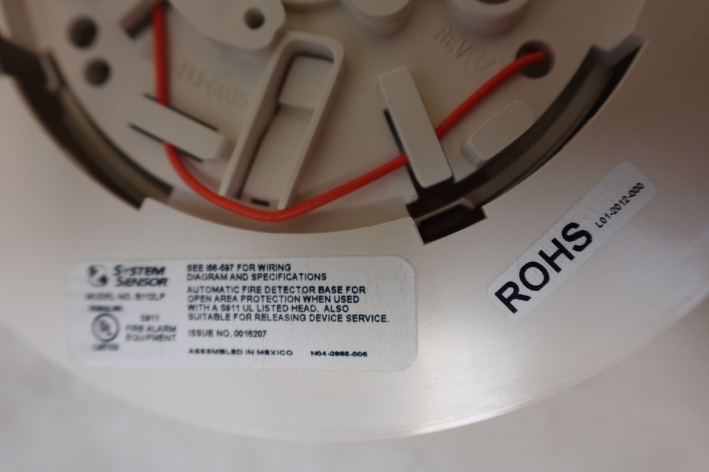 Smoke Detector Base, 6", 4 Wire W/Relay, 24 Volt. System Sensor Model #B112LP