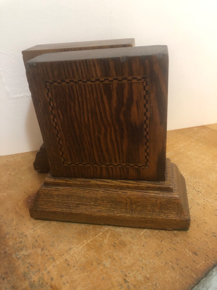 Vintage Unique Oak Bookends