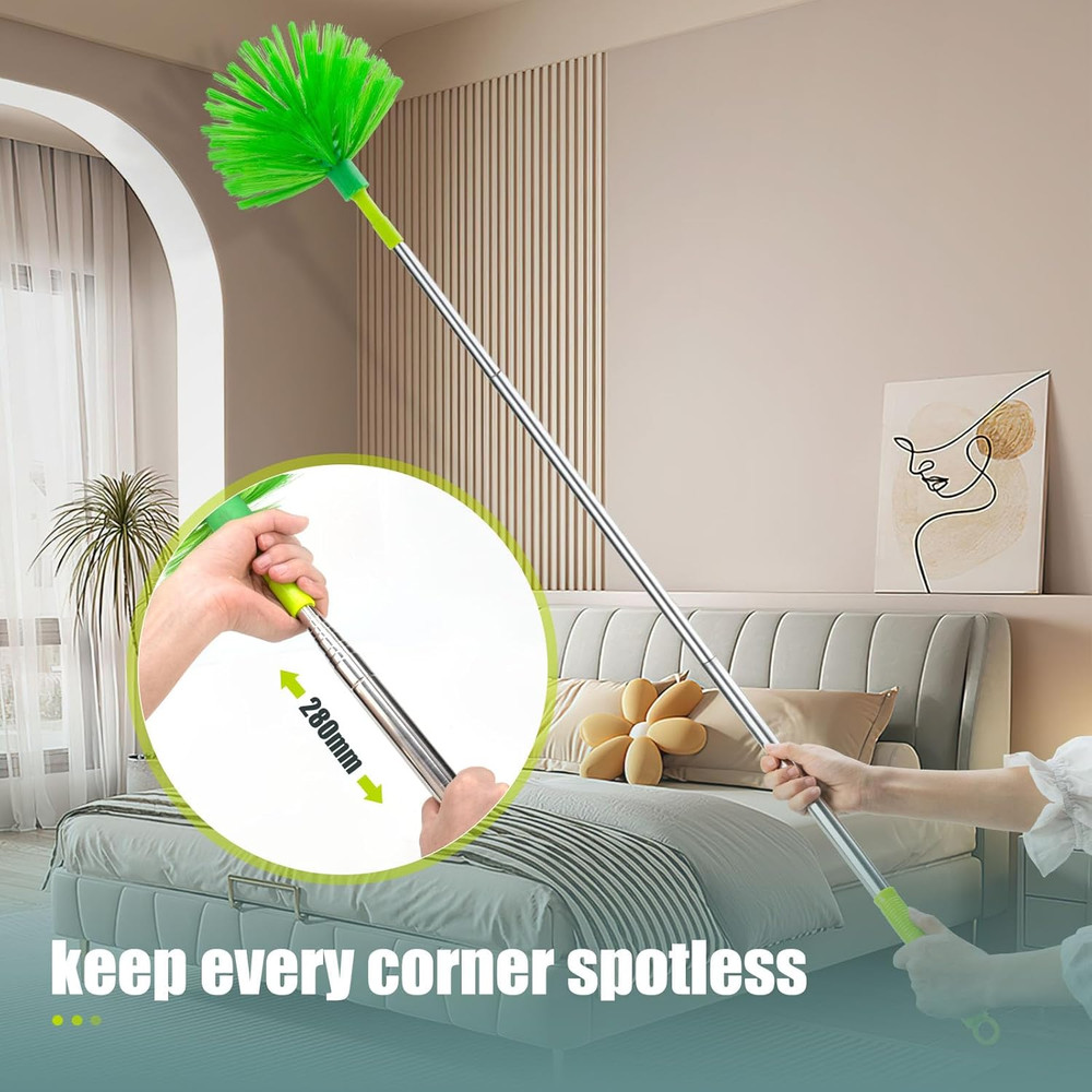 11PCS Microfiber Feather Duster Kit w/ Extension Pole Bendable Washable Cleaning