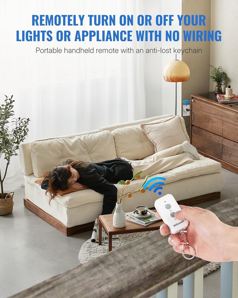 2 Pack Remote Control Outlet Plug with 100ft RF Range, 15A, Battery Included