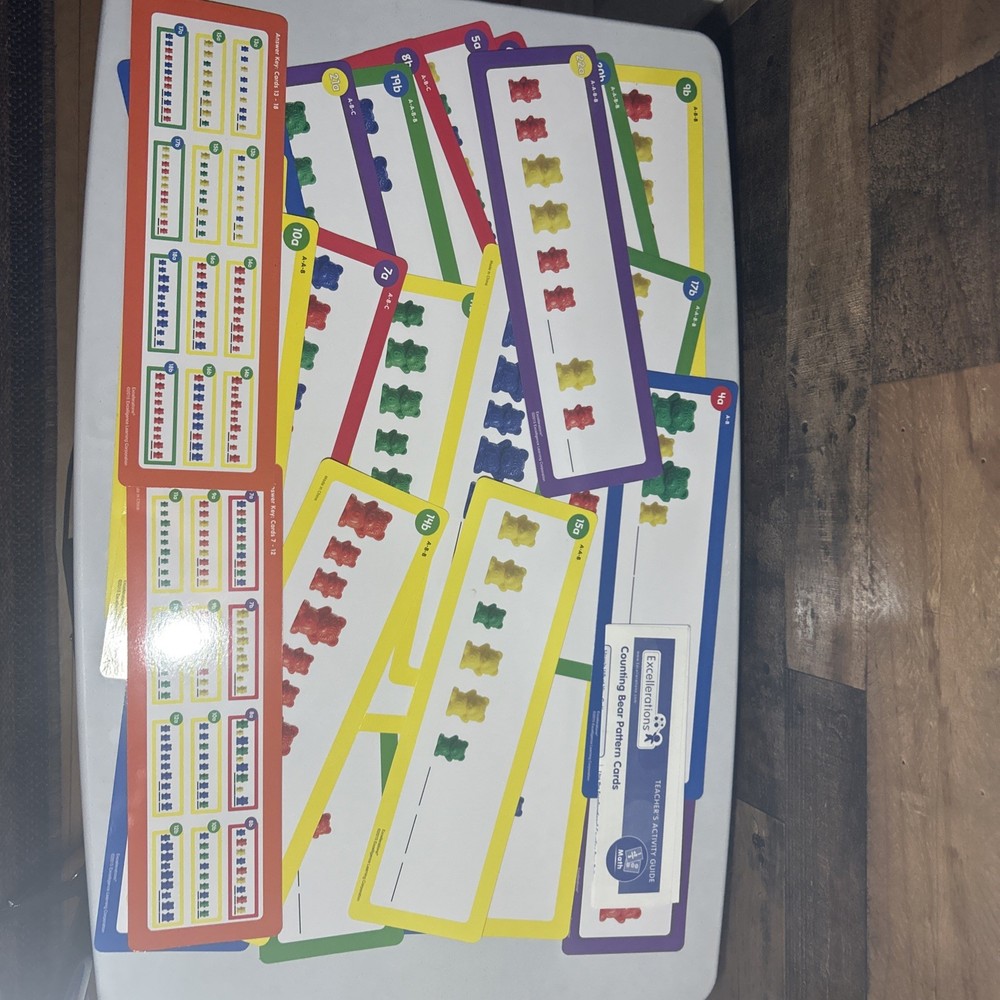 Excellerations Counting Bears Worms STEM Math Manipulatives 172 Pc+ Pattern Card
