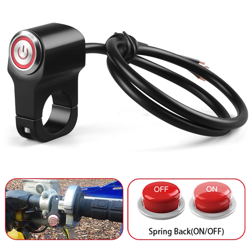 Motorcycle ATV Control Start Switch Momentary Horn Push Button Handlebar Mount