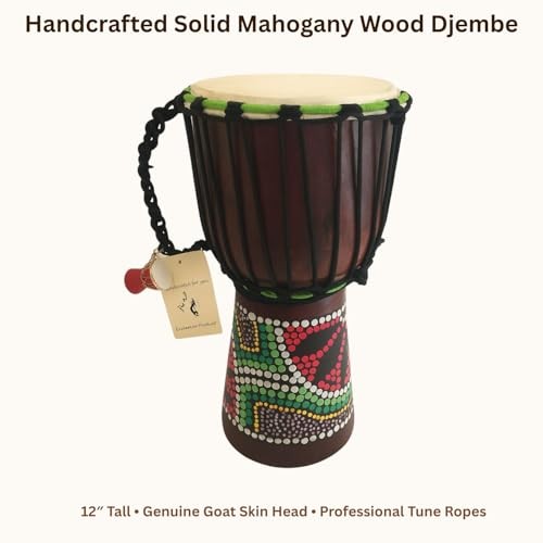 Djembe Drum – African Bongo Congo Style Drum – 12" High Solid 12" High Painted