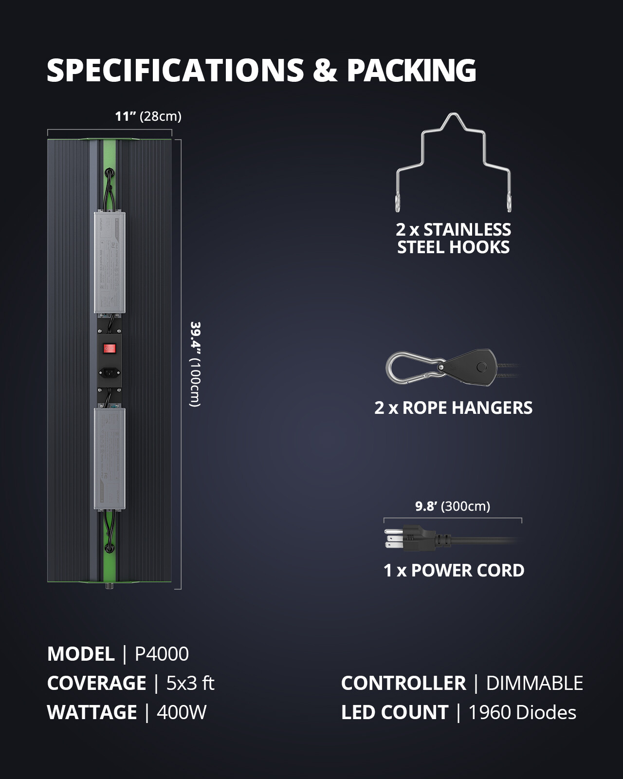 VIPARSPECTRA 2023 NEW P4000 LED Grow Light Full Spectrum for Plants Veg Bloom IR