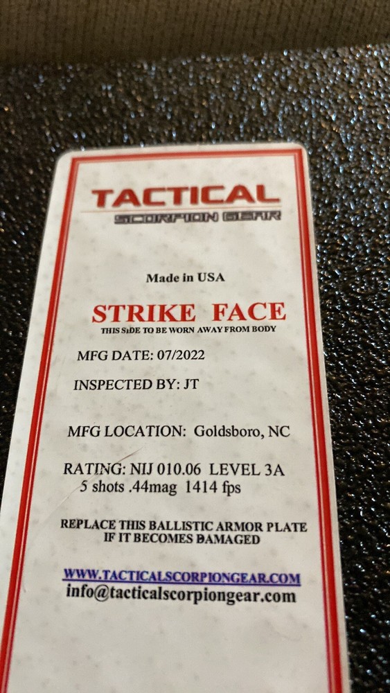 bullet proof plates level 3a No Vest