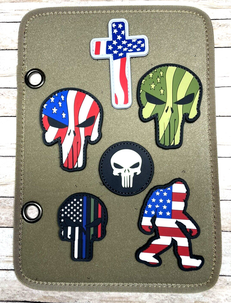 Punisher PVC Patch - Tactical Morale Patch - Green USA Flag Patch - Hook Back